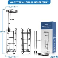 Ogoods Praktische WC Rolhouder – RVS Toiletrolhouder Staand – Rolhouder – Zonder Boren - Toiletrolstandaard - Zwart -Badkamerproducten Winkel 1197x1200 6