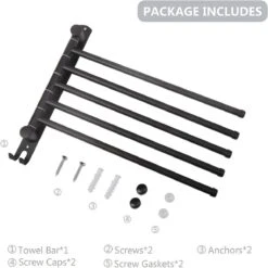 BOTC Handdoekrek - 5-armig Handdoekhouder - Handdoekstang - 180 Graden Verstelbaar - Badkamer - Zwart 13 BOTC Handdoekrek - 5-armig Handdoekhouder - Handdoekstang - 180 Graden Verstelbaar - Badkamer - Zwart -Badkamerproducten Winkel 1198x1200 11