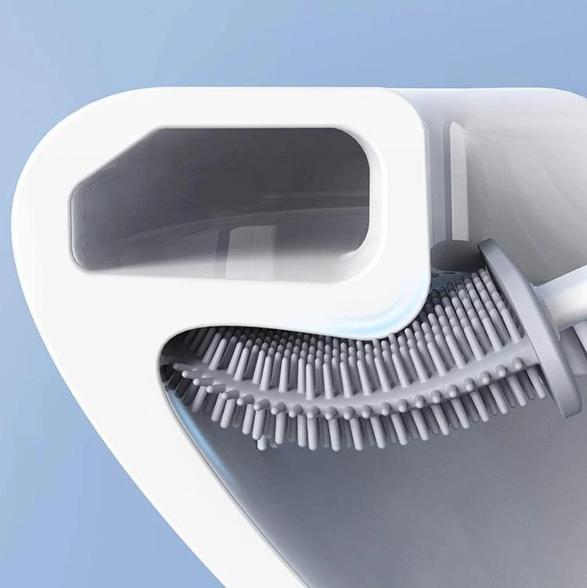 Easy Clean - Flexible Siliconen Wc Borstel Met Houder - Gesloten Onderkant - Ophangbaar - Vernieuwd Design - Toiletborstel - Wit - WC Borstel 7 Easy Clean - Flexible Siliconen Wc Borstel Met Houder - Gesloten Onderkant - Ophangbaar - Vernieuwd Design - Toiletborstel - Wit - WC Borstel - Afbeelding 5