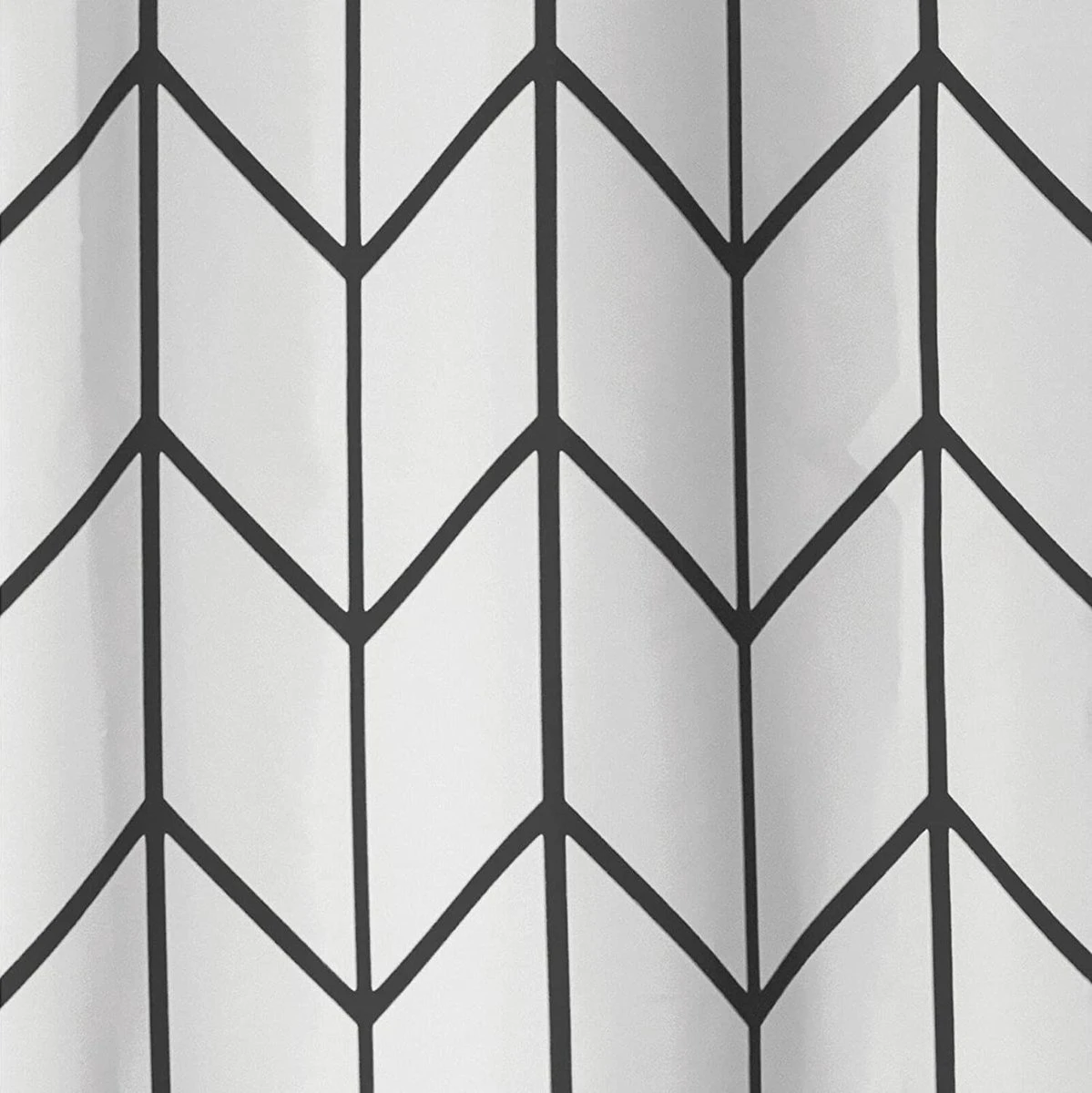 Douchegordijn Badkamer Accessoires - Visgraad - Zwart/Wit- 180x200 Cm 7 Douchegordijn Badkamer Accessoires - Visgraad - Zwart/Wit- 180x200 Cm - Afbeelding 5