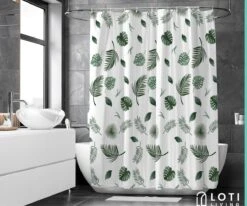 Loti Living Douchegordijn Anti Schimmel – Blaadjes - Inclusief Ringen – Waterdicht - Polyester - Douchegordijn 180x200 Cm -Badkamerproducten Winkel 1200x1000 11
