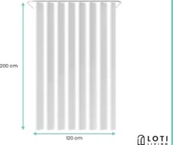Loti Living Douchegordijn Anti Schimmel – Wit - Inclusief Ringen – Waterdicht - Polyester - Douchegordijn 120x200 Cm -Badkamerproducten Winkel 1200x1000 20