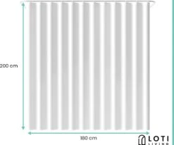 Loti Living Douchegordijn Anti Schimmel – Wit - Inclusief Ringen – Waterdicht - Polyester - Douchegordijn 180x200 Cm -Badkamerproducten Winkel 1200x1000 24