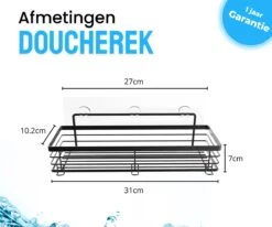 RVS Doucherek Zelfklevend Zonder Boren Zwart - Douchemandje Met 15KG Draagvermogen - Planchet Badkamerrek - Shower Rack - 31x10cm -Badkamerproducten Winkel 1200x1000 32