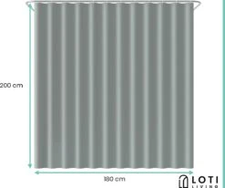 Loti Living Douchegordijn Anti Schimmel – Grijs - Inclusief Ringen – Waterdicht - Polyester - Douchegordijn 180x200 Cm 9 Loti Living Douchegordijn Anti Schimmel – Grijs - Inclusief Ringen – Waterdicht - Polyester - Douchegordijn 180x200 Cm -Badkamerproducten Winkel 1200x1000 8