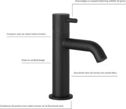Merkloos Saqu Eurotrend Fonteinkraan - Hoog Model - Toiletkraan - Koudwaterkraan - Mat Zwart -Badkamerproducten Winkel 1200x1042 2