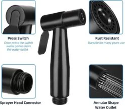 BOTC Bidet Handdouche - Shattaf - Bidet Sproeier - Bidetkraan - Zwart -Badkamerproducten Winkel 1200x1045