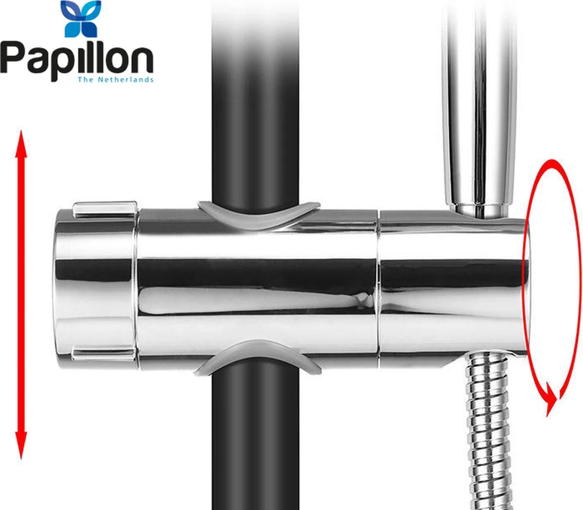 Merkloos Universeel Glijstuk - Chroom - 25 Mm - Handdouchehouder - Papillon 8 Merkloos Universeel Glijstuk - Chroom - 25 Mm - Handdouchehouder - Papillon - Afbeelding 6