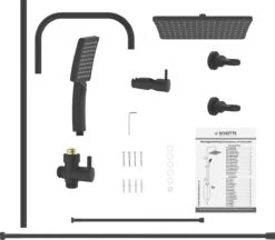 SCHÜTTE Mallorca Douchesysteem - Regendouche - 95 Cm Stang - Wandhouder In Hoogte Verstelbaar - Mat Zwart -Badkamerproducten Winkel 1200x1050
