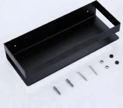 Merkloos Doucherek- Douchemand- Badkamerrek- Badkamer Organiser- Badkamer Organizer-Rekje Voor In De Douche- Badkamer Plank-Rekje Voor Shampoo- RVS- Zonder Boren- Zelfklevend- Rechthoek Vorm- Met Of Zonder Schroeven- Ophangbaar- Met Lijm- 40 Cm- Zwart -Badkamerproducten Winkel 1200x1059 1