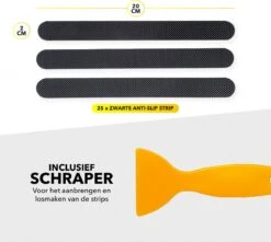 RX Goods 25 Stuks Zelfklevende Anti Slip Strips Stickers – 2 Cm X 20 Cm - Met Schraper – Zwarte Antislip Tape -Badkamerproducten Winkel 1200x1073 5