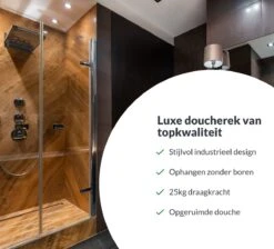 Doucherek Zonder Boren – Badkamer Accessoires – Doucherekje – Douchemand – RVS – Hoekrek – Hangend – Zwart – 2 Stuks -Badkamerproducten Winkel 1200x1087 4