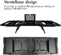 IMoshion Badplank Voor In Bad - Dienblad Inclusief Pootjes - Tablet Houder - Badrek Uitschuifbaar 75 Tot 110 Cm - Zwart -Badkamerproducten Winkel 1200x1090 1