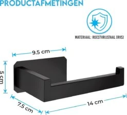 Sanics WC Rolhouder Zonder Boren - Toiletrolhouder Zelfklevend - Closetrolhouder Zwart/RVS -Badkamerproducten Winkel 1200x1091 2
