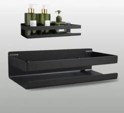 Merkloos GDRN - Doucherek Zwart - Zonder Boren - Doucherekjes - Hangend - Zwart - RVS