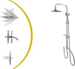 Lifa Bathing Zilveren Douchesysteem - Verstelbare Doucheset - RVS En ABS - Regendouche En Handdouche - Chroom - Incl. Bevestigingsmateriaal -Badkamerproducten Winkel 1200x1093 3