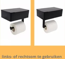 NIRAX WC Rolhouder – Toiletrolhouder - Zwart - RVS - Met Bakje Voor Vochtig Toiletpapier - Zonder Boren - Zelfklevend - Toilet Accessoires - Badkamer Accessoire - Toiletpapier Houder -Badkamerproducten Winkel 1200x1094