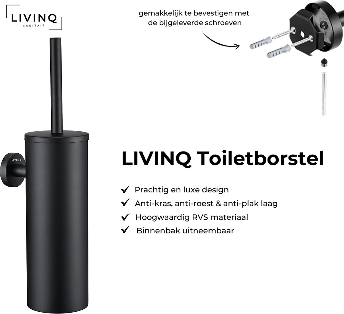 Toiletset Zwart 4-delig - Toiletaccessoireset - Toiletborstelhouder - Toiletrolhouder - Reserverolhouder - Handdoekhaakjes - RVS - Toilet Accessoires Set - Badkamer 4 Toiletset Zwart 4-delig - Toiletaccessoireset - Toiletborstelhouder - Toiletrolhouder - Reserverolhouder - Handdoekhaakjes - RVS - Toilet Accessoires Set - Badkamer - Afbeelding 2