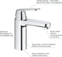 GROHE Eurosmart Cosmopolitan Wastafelkraan - Met EcoJoy - Zonder Waste - Chroom - 2339800E -Badkamerproducten Winkel 1200x1099 5