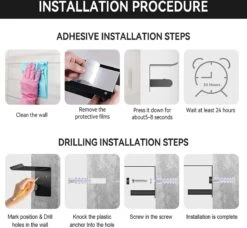 BOTC Toiletrolhouder Met Handdoekhaakjes - Toiletrolhouder - Toiletrolhouder - Zelfklevend / Boren / Zonder Boren - RVS - Zwart -Badkamerproducten Winkel 1200x1108 2