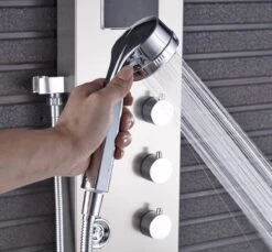 Douchepaneel Met Massage - Regendouche - Massage Jets - Waterval Douche - Met Thermostaatkraan En Handdouche - Zilver - Opbouw - Douchekop - Flanner® 18 Douchepaneel Met Massage - Regendouche - Massage Jets - Waterval Douche - Met Thermostaatkraan En Handdouche - Zilver - Opbouw - Douchekop - Flanner® -Badkamerproducten Winkel 1200x1112 3