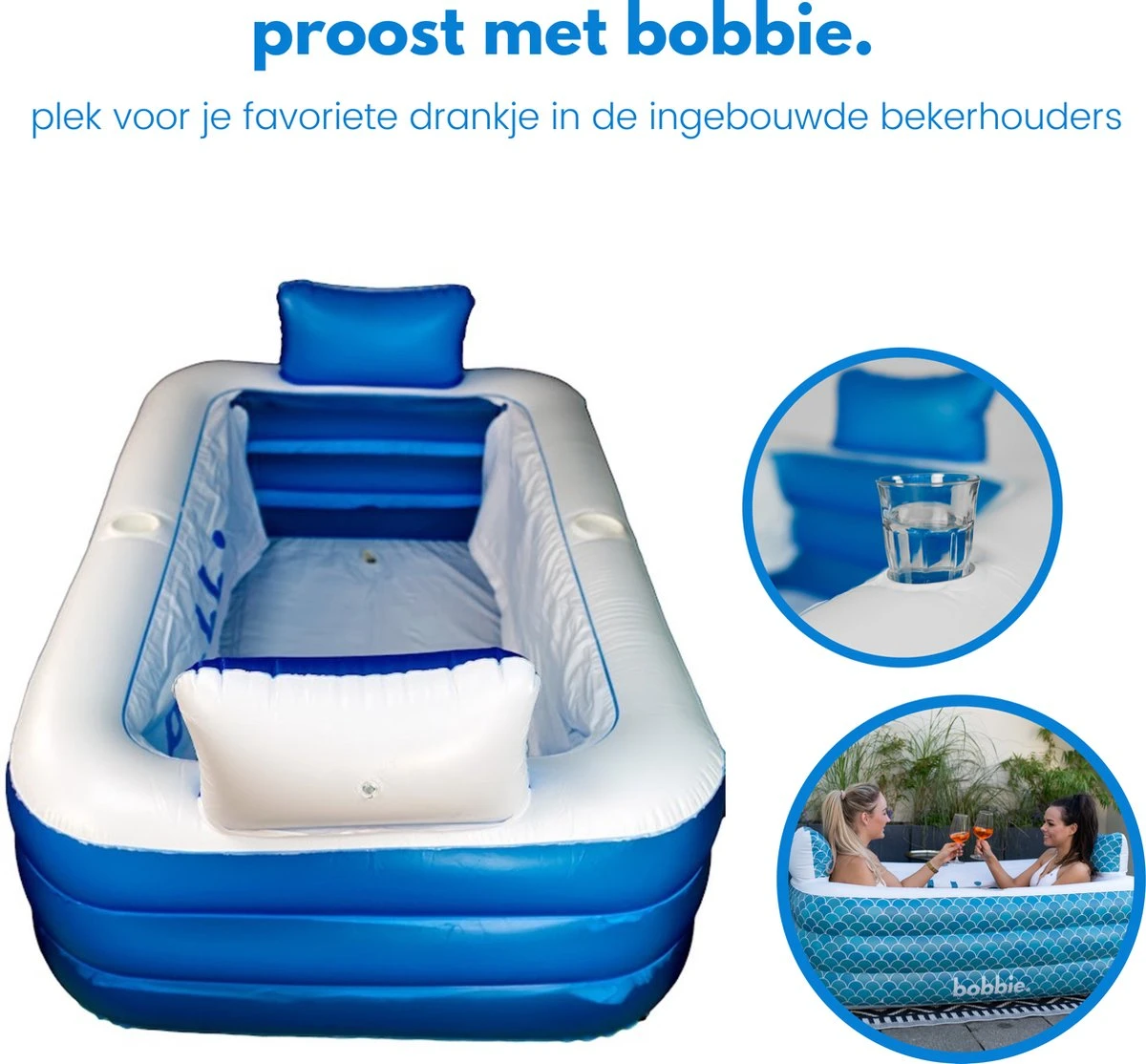 Bobbie. Blue - Opblaasbaar Ligbad Voor 2 Personen - Geschikt Voor Binnen En Buiten - Ijsbad - Zitbad - Zwembad - Badkamer - Bath Bucket 5 Bobbie. Blue - Opblaasbaar Ligbad Voor 2 Personen - Geschikt Voor Binnen En Buiten - Ijsbad - Zitbad - Zwembad - Badkamer - Bath Bucket - Afbeelding 3