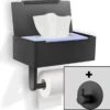 SHATY® WC Rolhouder - Toiletrolhouder - Opbergvak - Bakje - Plankje - Zonder Boren- WC Papier Houder - Toilet Papier Houder - Zwart - Badkameraccessoire - Toiletaccessoire - Inclusief Handoekhaak -Badkamerproducten Winkel 1200x1115 1