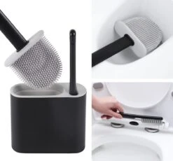 Lopoleis WC Borstel – Toiletborstel – Gesloten Bodem – WC Borstel Met Randreiniger – Siliconen – Zwart – WC Borstel Met Houder – Vrijstaand – Hangend – WC Borstel En Houder -Badkamerproducten Winkel 1200x1117 3