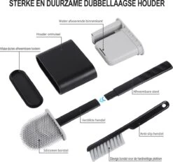 Lopoleis WC Borstel – Toiletborstel – Gesloten Bodem – WC Borstel Met Randreiniger – Siliconen – Zwart – WC Borstel Met Houder – Vrijstaand – Hangend – WC Borstel En Houder -Badkamerproducten Winkel 1200x1126 2