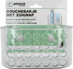 Douchebakje Transparant Met Zuignappen - 15.5 X 8 X 8 Cm - Inhoud 1 Liter - Badkamerspullen Bakjes - Badkamer Opbergbakjes / Organizers -Badkamerproducten Winkel 1200x1127 1