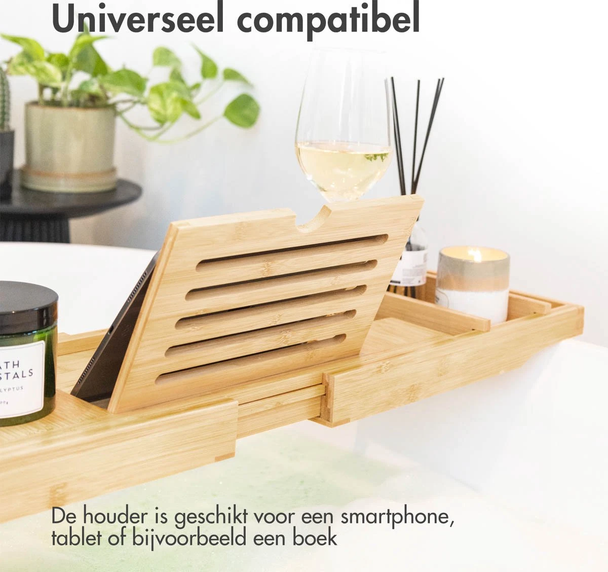 IMoshion Badplank Voor In Bad - Dienblad Inclusief Pootjes - Tablet Houder - Badrek Uitschuifbaar 75 Tot 110 Cm - Lichtbruin 4 IMoshion Badplank Voor In Bad - Dienblad Inclusief Pootjes - Tablet Houder - Badrek Uitschuifbaar 75 Tot 110 Cm - Lichtbruin - Afbeelding 2