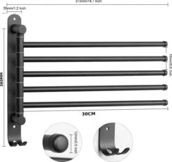BOTC Handdoekrek - 5-armig Handdoekhouder - Handdoekstang - 180 Graden Verstelbaar - Badkamer - Zwart 12 BOTC Handdoekrek - 5-armig Handdoekhouder - Handdoekstang - 180 Graden Verstelbaar - Badkamer - Zwart -Badkamerproducten Winkel 1200x1131 2