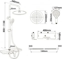 Doucheset - Met Douchemengkraan - En Regendouche - Zwart -Badkamerproducten Winkel 1200x1131