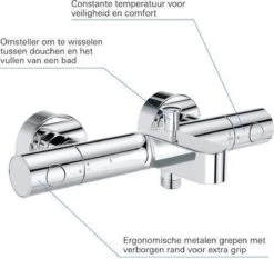 GROHE Grohtherm 800 Cosmopolitan Thermostatische Badkraan - Incl. Omstel En Koppelingen - Chroom - 34766000 -Badkamerproducten Winkel 1200x1131 7