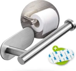 Toiletrolhouder Zonder Boren - Zilver - RVS WC Rolhouder Zelfklevend