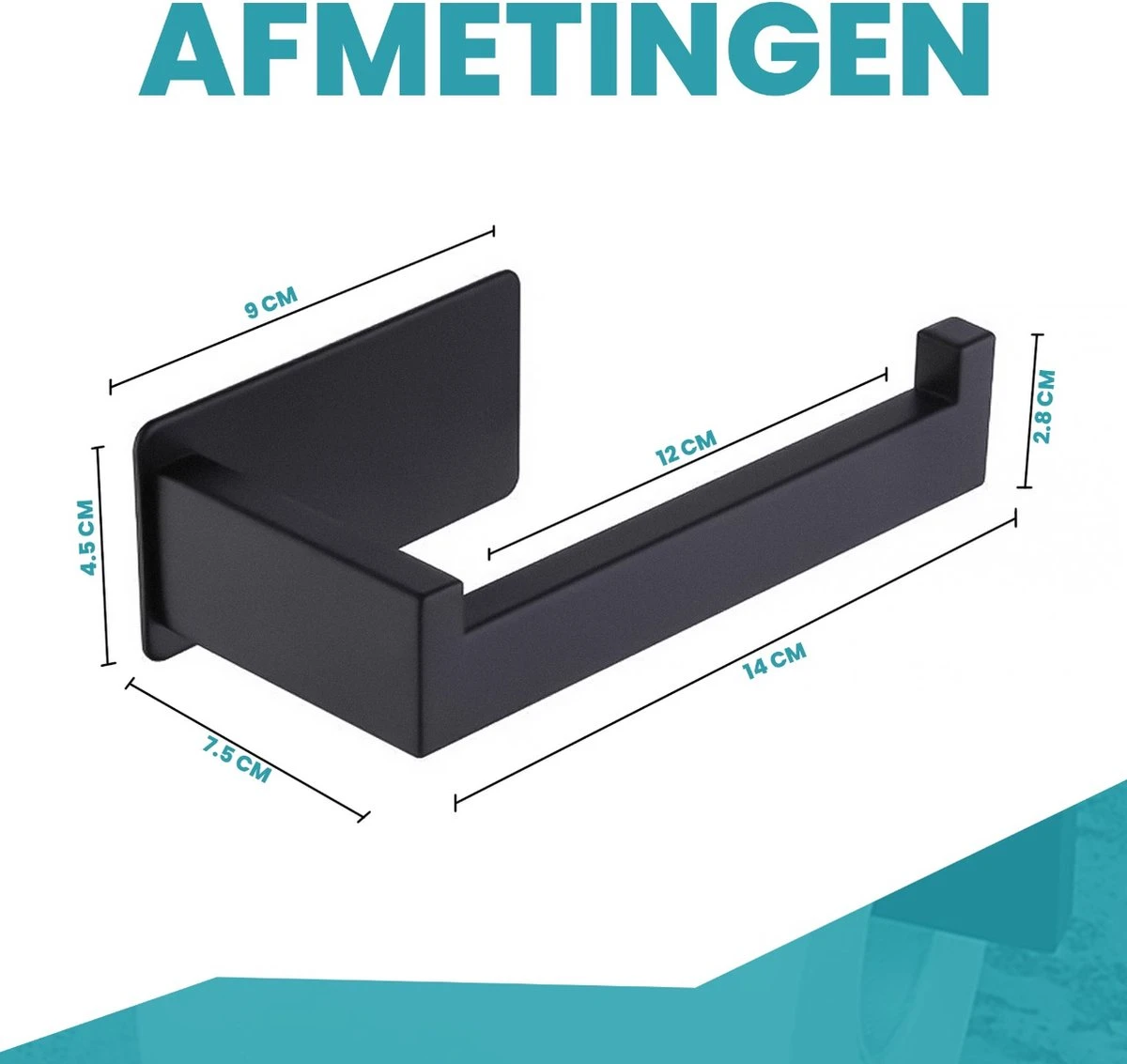 Merkloos Novalits - RVS Toiletrolhouder Zonder Boren - WC Rolhouder Zelfklevend - Inclusief RVS Handdoekhaakje - Zwart 5 Merkloos Novalits - RVS Toiletrolhouder Zonder Boren - WC Rolhouder Zelfklevend - Inclusief RVS Handdoekhaakje - Zwart - Afbeelding 3