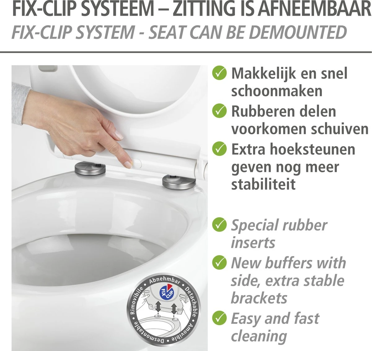 WENKO WC Bril Gubbio - Antibacterieel Wit Duroplast - Easy-Close Sluiting - Fix-Clip Bevestiging In RVS - Belastbaar Tot 350 Kg - Toiletbril - Toiletzitting 13 WENKO WC Bril Gubbio - Antibacterieel Wit Duroplast - Easy-Close Sluiting - Fix-Clip Bevestiging In RVS - Belastbaar Tot 350 Kg - Toiletbril - Toiletzitting - Afbeelding 11