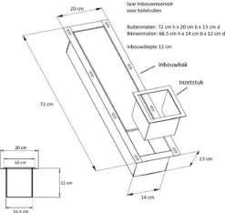 SAAR -Inbouw Toilet Reserve Rolhouder RVS - Met - MAT WIT - Inzetstuk , (uitneembaar) -72 X 20 X 13 Cm - Inbouwdiepte 12 Cm 12 SAAR -Inbouw Toilet Reserve Rolhouder RVS - Met - MAT WIT - Inzetstuk , (uitneembaar) -72 X 20 X 13 Cm - Inbouwdiepte 12 Cm -Badkamerproducten Winkel 1200x1135 1