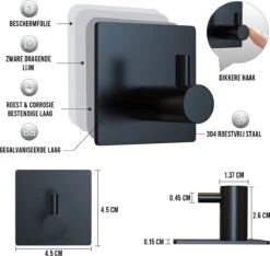 4x Zelfklevende Handdoekhaakjes Haakjes Ophanghaakjes Haken Zwart -Badkamerproducten Winkel 1200x1136 6