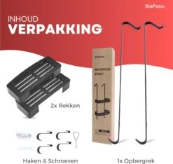 SIAFOSS Doucherek XL Zonder Boren Doucherek Hangend - 100% Stevig - 100% RVS - Hangend Badkamerrekje - Doucherek Aan Douchewand - Badkamer Accessoires - RVS Zwart - 2 Laags - Douchemand -Badkamerproducten Winkel 1200x1136 7