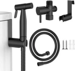Merkloos Bidet Handdouche - Shattaf - Bidet Sproeier - Bidetkraan - Handheld Bidet Spray Met 120 Cm Doucheslang / Houder- Zwart