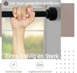 Qproducts Gordijnroede Zonder Boren - 65 Tot 100 Cm - Uitschuifbaar Douchegordijnstang - Uitschuifbare Klemstang - Metaal Zwart -Badkamerproducten Winkel 1200x1138