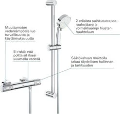 GROHE Grohtherm-1000 Performance Renovatieset - Met Thermostaatkraan, Koppelingen, Glijstang En Hoofddouche - CoolTouch - Chroom -Badkamerproducten Winkel 1200x1142 1