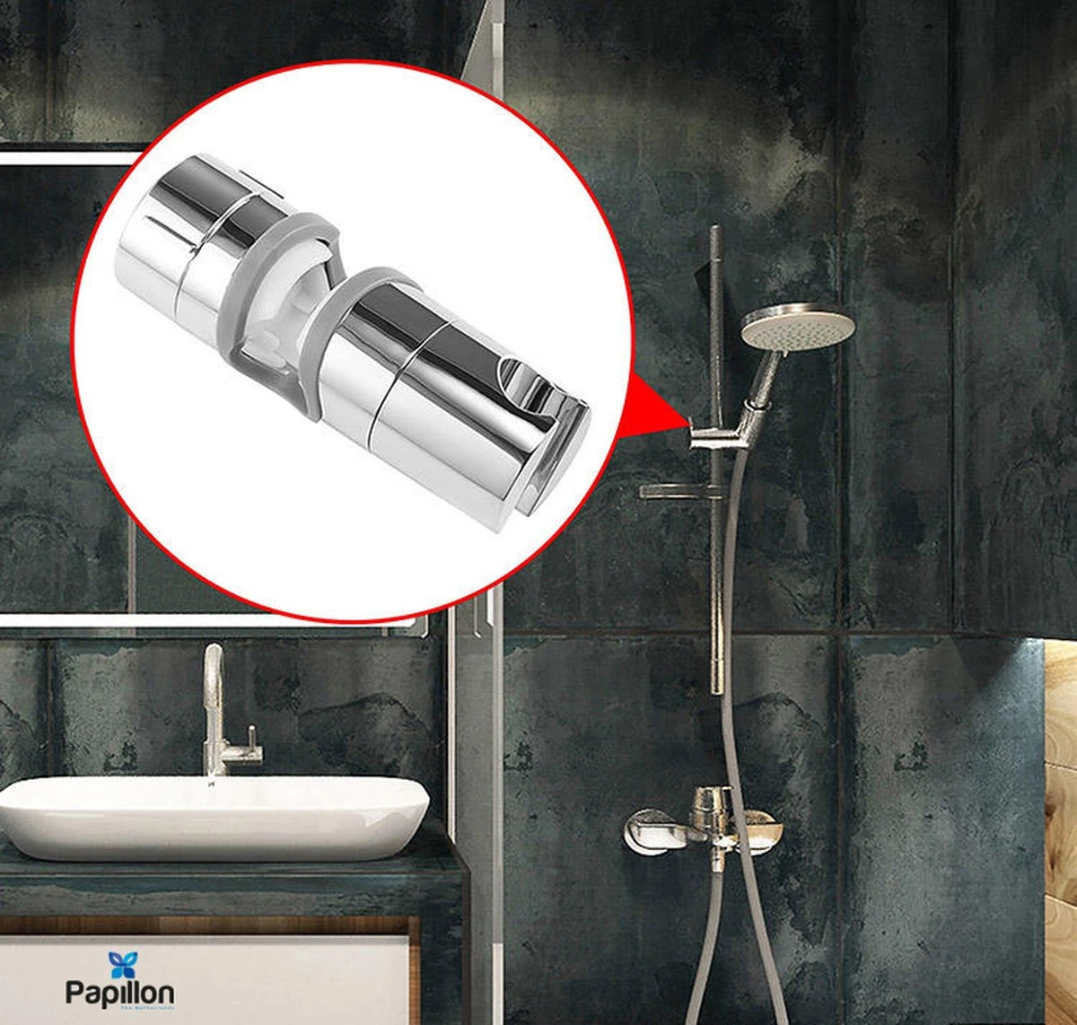 Merkloos Universeel Glijstuk - Chroom - 25 Mm - Handdouchehouder - Papillon 7 Merkloos Universeel Glijstuk - Chroom - 25 Mm - Handdouchehouder - Papillon - Afbeelding 5