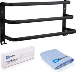 Qualux® Handdoekrek Inclusief Handdoek - 3 Stangen - Badkamer - Handdoekrek Zwart - Handdoekstang - Handdoekhouder - Handdoekenrek -Badkamerproducten Winkel 1200x1143 6