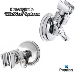 Merkloos Douchekophouder - Grote Zuignap - Klik&Vast - Draaibaar - Chroom -Badkamerproducten Winkel 1200x1145 1