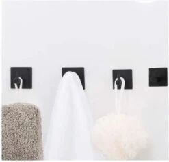 Merkloos Handdoekhaak Set Van 4 Stuks Zonder Boren RVS Zwart Vierkant Zelfklevend Badjas Theedoek Hanger Keuken Badkamer Handdoek Haakjes -Badkamerproducten Winkel 1200x1149 1