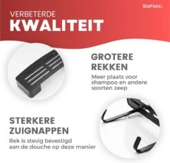 SIAFOSS Doucherek XL Zonder Boren Doucherek Hangend - 100% Stevig - 100% RVS - Hangend Badkamerrekje - Doucherek Aan Douchewand - Badkamer Accessoires - RVS Zwart - 2 Laags - Douchemand -Badkamerproducten Winkel 1200x1152 5
