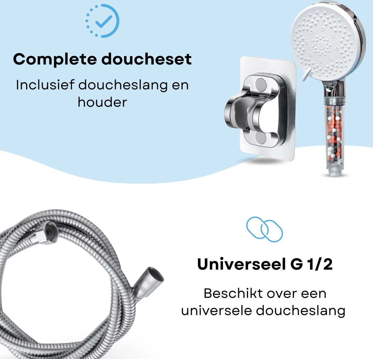 Belliese Doucheset Ionic - Douchekop - Doucheslang - Douchekophouder - Douchekop Met Slang - Waterbesparende Douchekop - Ionische Filter Douchekop - Badkamer Accessoires - Montage Zonder Boren - 5 Standen - Chroom 8 Belliese Doucheset Ionic - Douchekop - Doucheslang - Douchekophouder - Douchekop Met Slang - Waterbesparende Douchekop - Ionische Filter Douchekop - Badkamer Accessoires - Montage Zonder Boren - 5 Standen - Chroom - Afbeelding 6