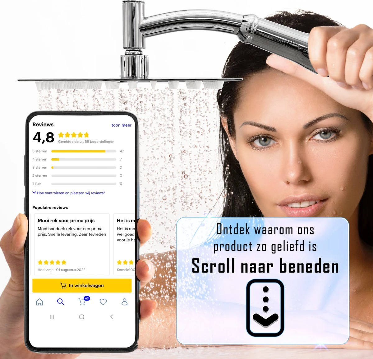 Regendouchekop Deluxe - ø 28CM - Douchekop Met Doucheslang En Douchekophouder - RVS 11 Regendouchekop Deluxe - ø 28CM - Douchekop Met Doucheslang En Douchekophouder - RVS - Afbeelding 9